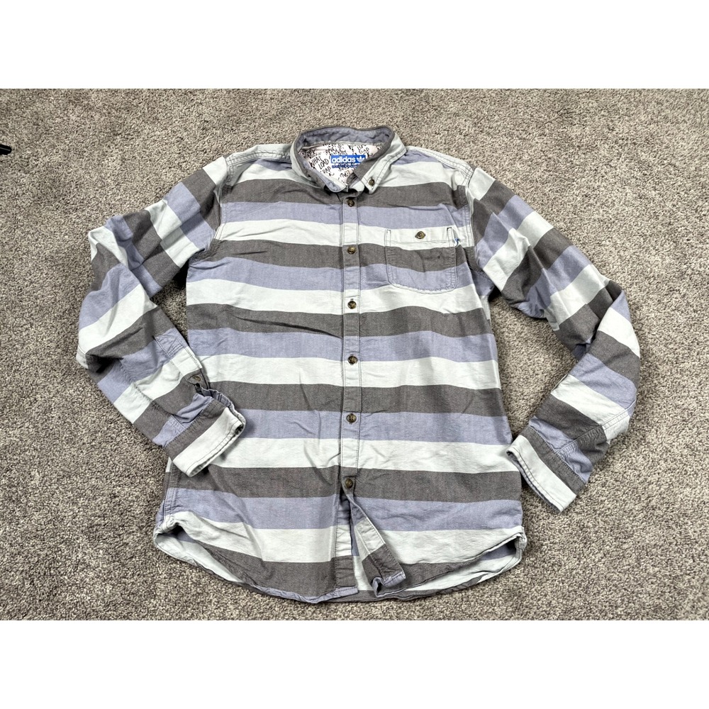 Adidas Skateboarding Shirt Mens Medium Button Down Striped Relaxed Rock Punk Top